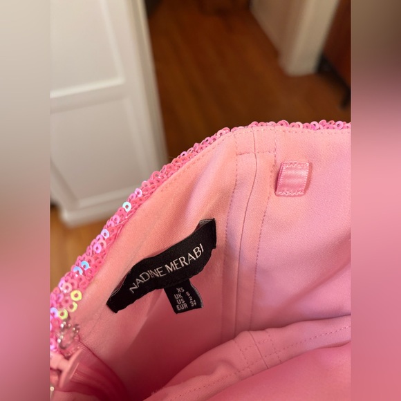 new Nadine Merabi Tiffany sequin flare jumpsuit in barbie pink - Picture 8 of 8